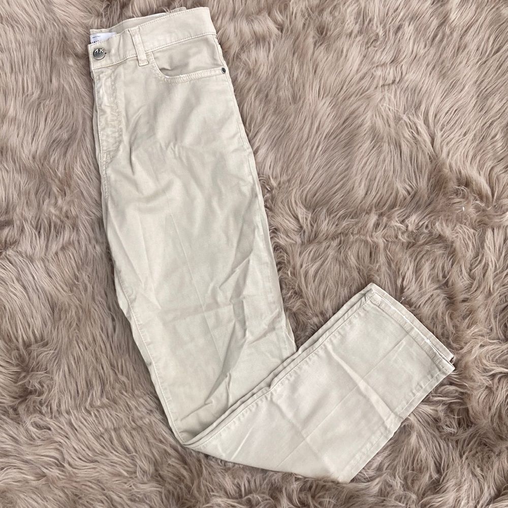 Pinko Love Birds Made in Italy Khaki Strait Leg Pants/jeans - Picture 3 of 6
